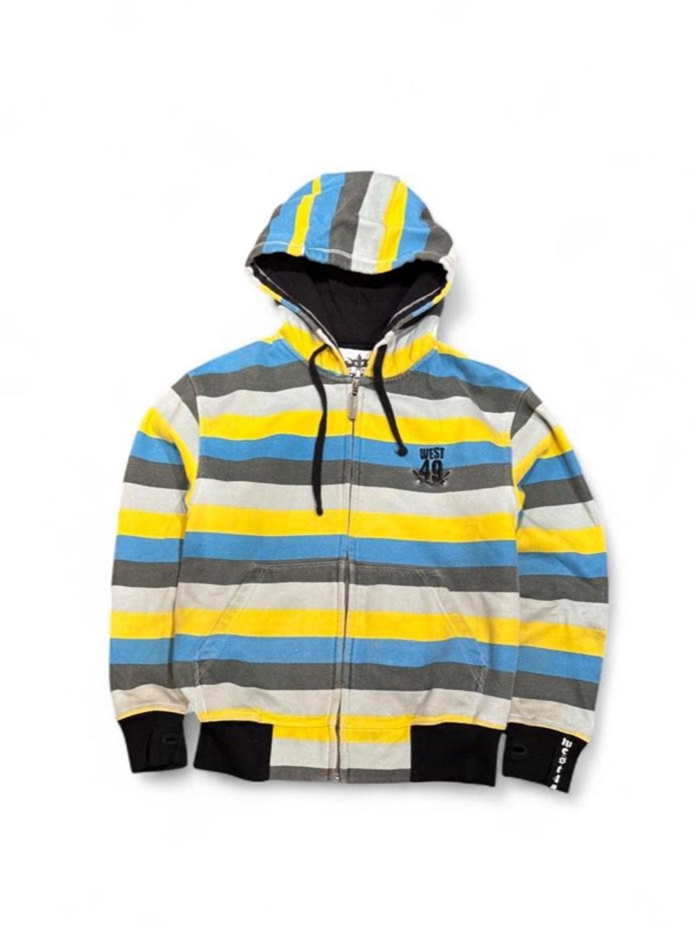 Y2K West 49 Striped Zip Up Hoodie
